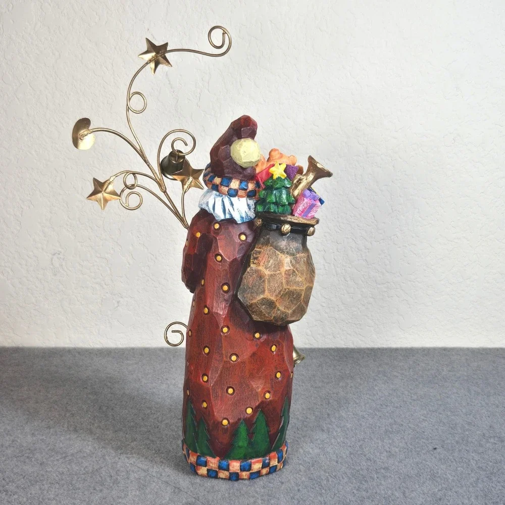 Vintage Folk Art Pencil Santa Figurine 11.5